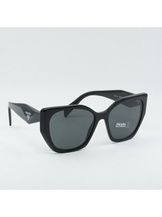 Prada PR19ZS 1AB5S0 Sunglasses Black Square Frame, Dark Grey Lenses main image 4